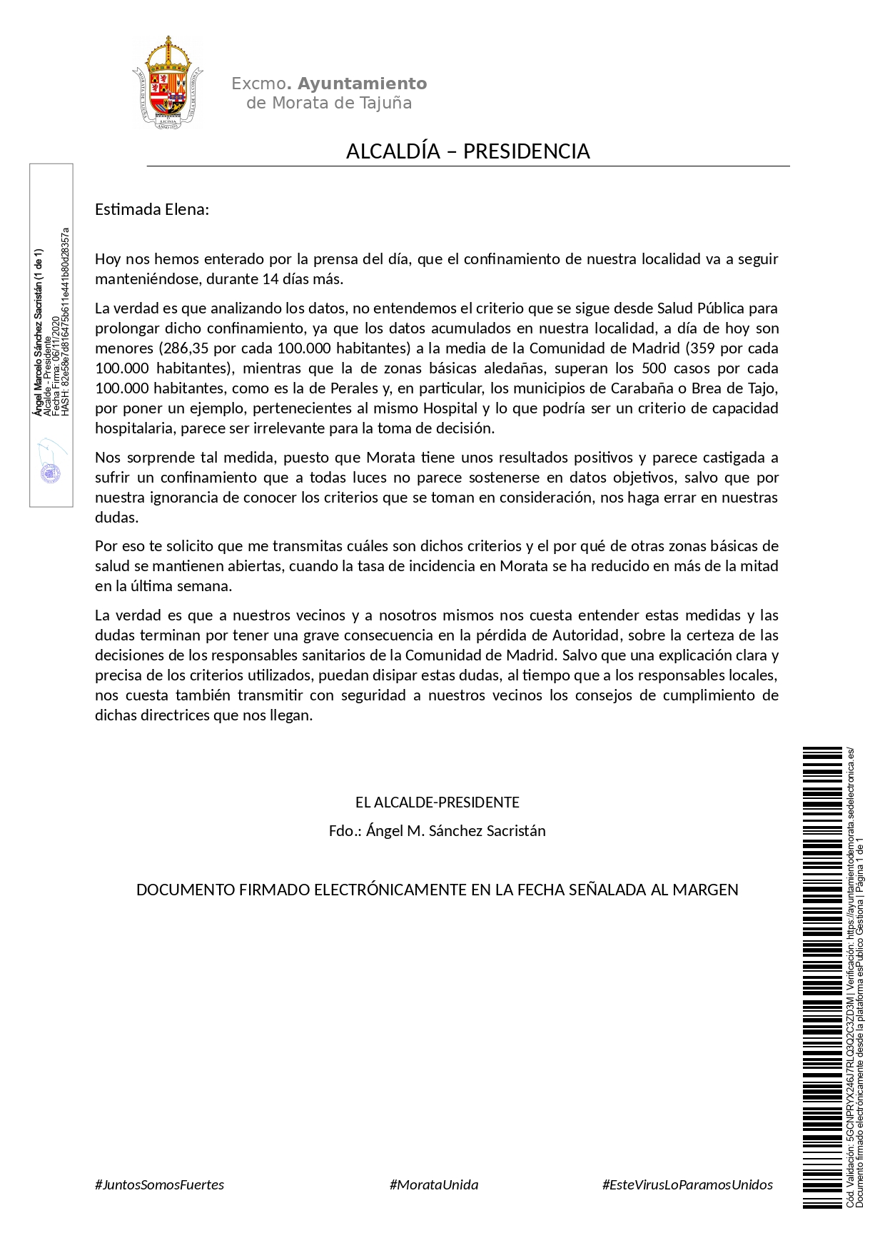 20201106 Comunicación Carta CARTA A LA DIRECTORA GENERAL DE SALUD PÚBLICA